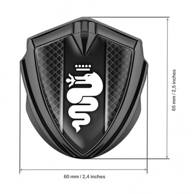 Alfa Romeo 3D Car Metal Emblem Graphite Waffle Template Big Dragon Logo