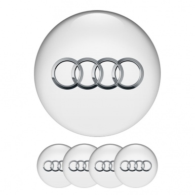 Audi Wheel Center Caps Emblem New Style White