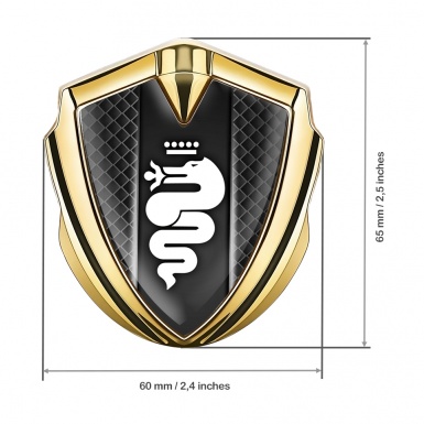 Alfa Romeo 3D Car Metal Emblem Gold Waffle Template Big Dragon Logo