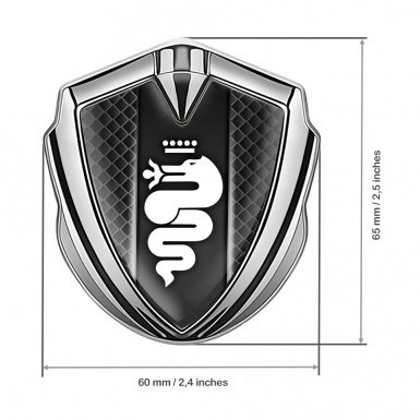 Alfa Romeo 3D Car Metal Emblem Silver Waffle Template Big Dragon Logo