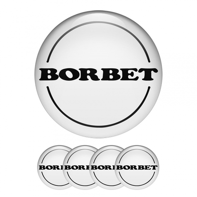 Borbet Center Hub Dome Stickers Nice White Color Badges Logo With black ring