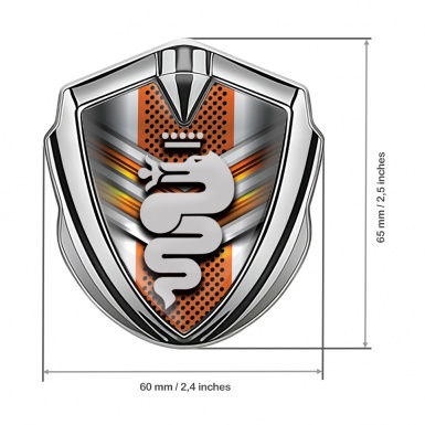 Alfa Romeo Fender Metal Emblem Badge Silver Orange Grille Template