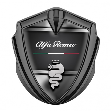 Alfa Romeo 3D Car Metal Emblem Graphite Metallic Base Lines Italian Edition