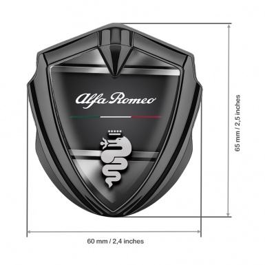 Alfa Romeo 3D Car Metal Emblem Graphite Metallic Base Lines Italian Edition