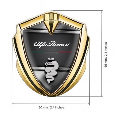 Alfa Romeo 3D Car Metal Emblem Gold Metallic Base Lines Italian Edition