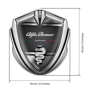 Alfa Romeo 3D Car Metal Emblem Silver Metallic Base Lines Italian Edition