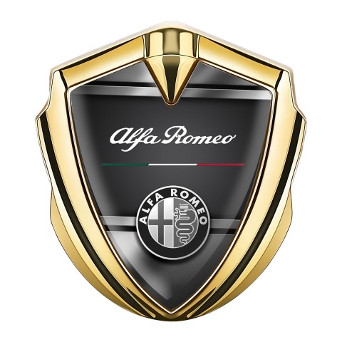 Alfa Romeo Self Adhesive Car Emblem Gold Grey Plates Oval Logo Edition