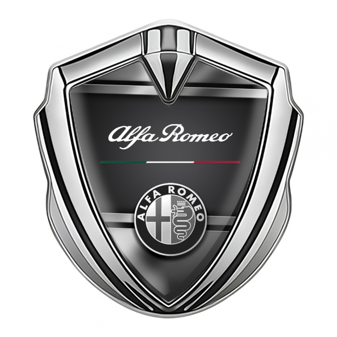 Alfa Romeo Self Adhesive Car Emblem Silver Grey Plates Oval Logo Edition