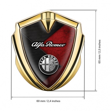 Alfa Romeo Fender Emblem Badge Gold Crossed Plates Oval Logo Design