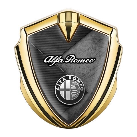 Alfa Romeo Fender Metal Emblem Badge Gold Linked Plates Edition