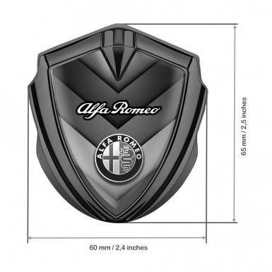 Alfa Romeo Trunk Emblem Badge Graphite V Shaped Elements Classic Logo