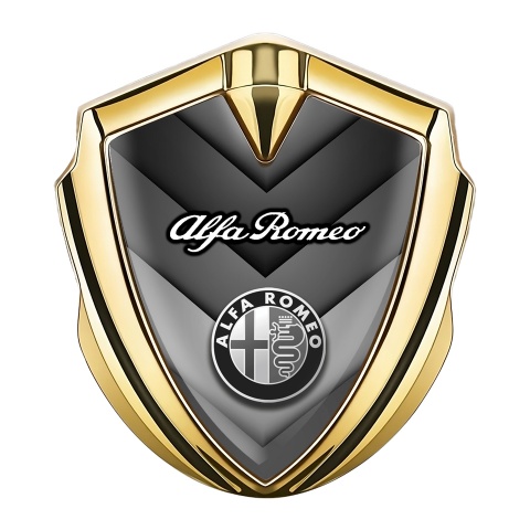 Alfa Romeo Trunk Emblem Badge Gold V Shaped Elements Classic Logo