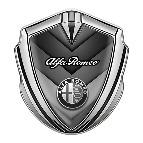 Alfa Romeo Trunk Emblem Badge Silver V Shaped Elements Classic Logo