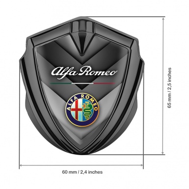 Alfa Romeo 3D Car Metal Emblem Graphite V Shaped Elements Color Logo