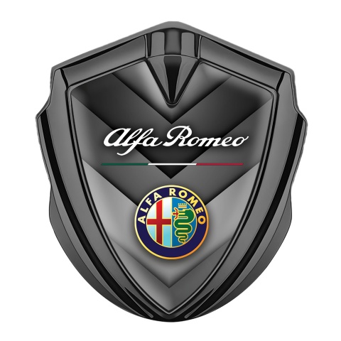 Alfa Romeo 3D Car Metal Emblem Graphite V Shaped Elements Color Logo