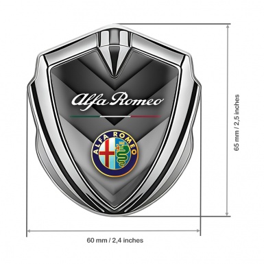 Alfa Romeo 3D Car Metal Emblem Silver V Shaped Elements Color Logo