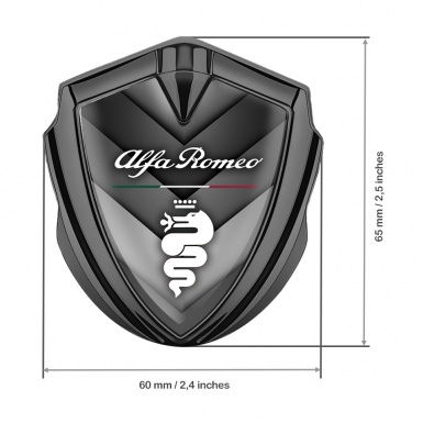 Alfa Romeo Trunk Metal Emblem Graphite V Shaped Elements Dragon Logo