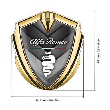 Alfa Romeo Trunk Metal Emblem Gold V Shaped Elements Dragon Logo