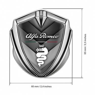 Alfa Romeo Trunk Metal Emblem Silver V Shaped Elements Dragon Logo