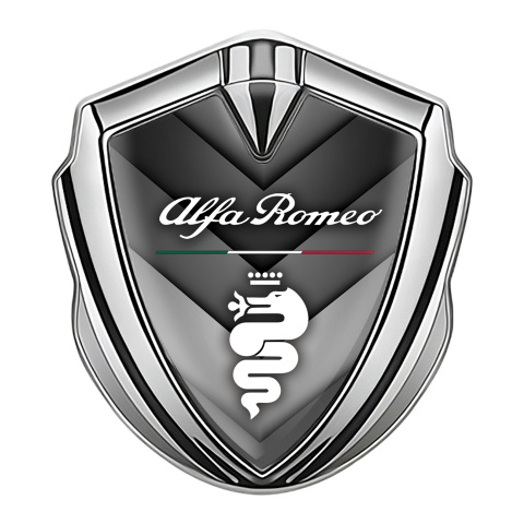 Alfa Romeo Trunk Metal Emblem Silver V Shaped Elements Dragon Logo