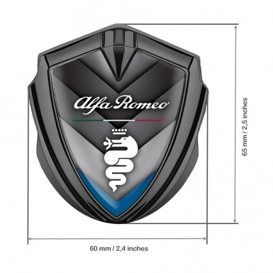 Alfa Romeo Metal Emblem Self Adhesive Graphite Blue Segment Dragon Logo