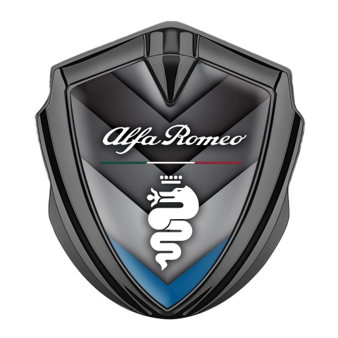 Alfa Romeo Metal Emblem Self Adhesive Graphite Blue Segment Dragon Logo
