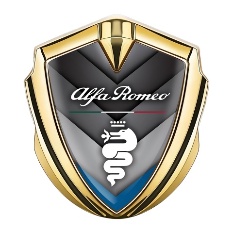 Alfa Romeo Metal Emblem Self Adhesive Gold Blue Segment Dragon Logo
