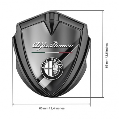 Alfa Romeo Bodyside Badge Self Adhesive Graphite Crosswise Metal Design