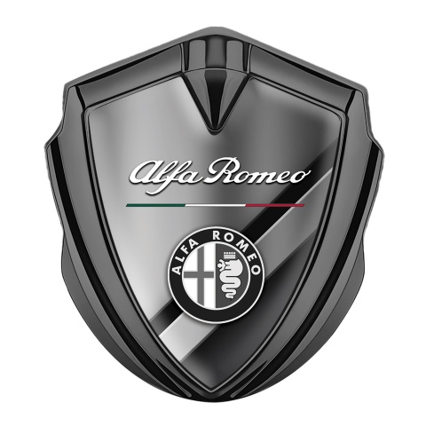 Alfa Romeo Bodyside Badge Self Adhesive Graphite Crosswise Metal Design