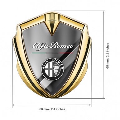 Alfa Romeo Bodyside Badge Self Adhesive Gold Crosswise Metal Design