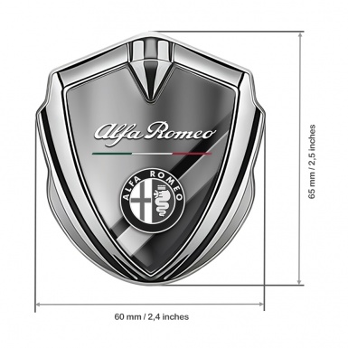 Alfa Romeo Bodyside Badge Self Adhesive Silver Crosswise Metal Design