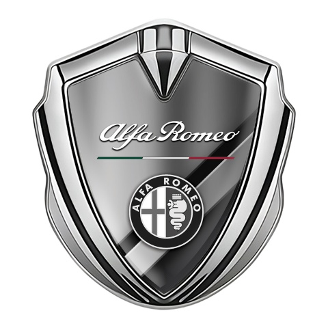 Alfa Romeo Bodyside Badge Self Adhesive Silver Crosswise Metal Design