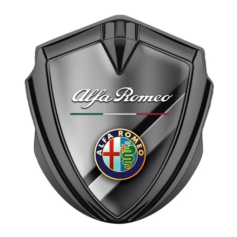 Alfa Romeo Trunk Emblem Badge Graphite Crosswise Color Logo Design