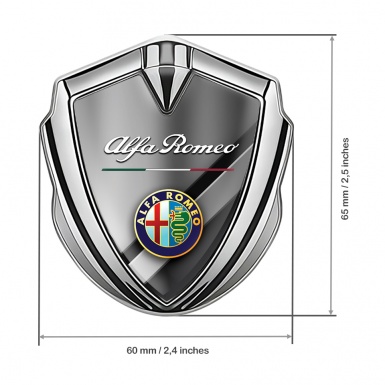 Alfa Romeo Trunk Emblem Badge Silver Crosswise Color Logo Design