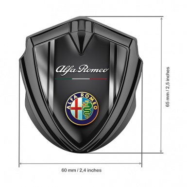 Alfa Romeo Trunk Metal Emblem Badge Graphite Color Logo Metallic Effect