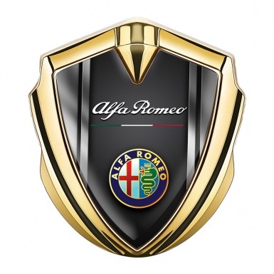 Alfa Romeo Trunk Metal Emblem Badge Gold Color Logo Metallic Effect