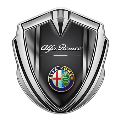 Alfa Romeo Trunk Metal Emblem Badge Silver Color Logo Metallic Effect