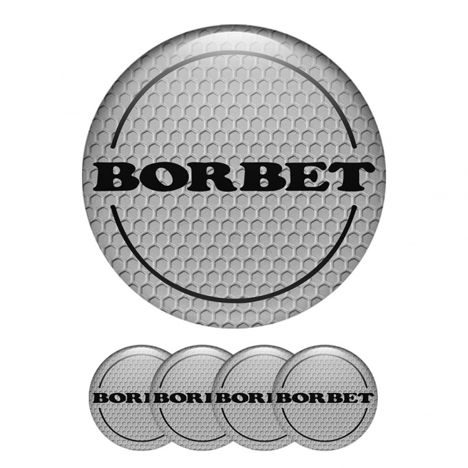 Borbet Sticker Wheel Center Hub Cap Stylish Gray With Black Logo