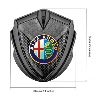 Alfa Romeo 3D Car Metal Emblem Graphite Mesh Stone Slab Color Logo Design