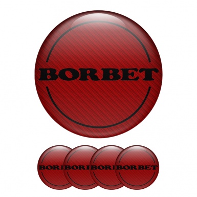 Borbet Wheel Center Cap Domed Stickers Dark Red Carbon Edition 