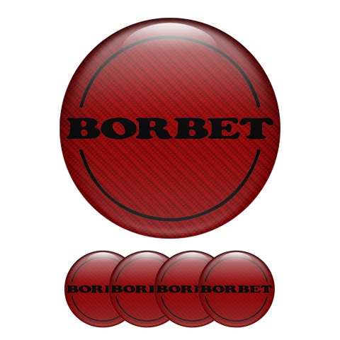 Borbet Wheel Center Cap Domed Stickers Dark Red Carbon Edition 