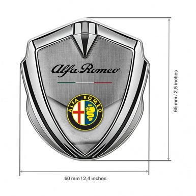 Alfa Romeo Trunk Metal Emblem Silver Italian Flag Color Logo Design