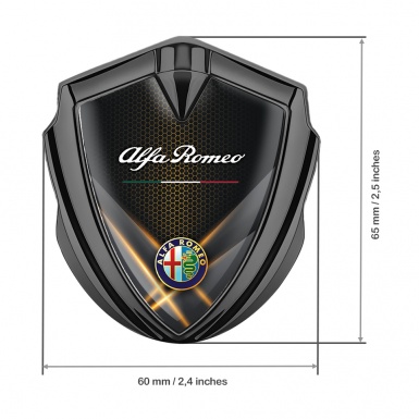 Alfa Romeo Self Adhesive Emblem Badge Graphite Honeycomb Orange Glow Effect