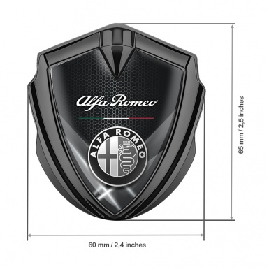 Alfa Romeo Metal Emblem Self Adhesive Graphite Honeycomb Oval Logo Edition