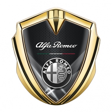 Alfa Romeo Metal Emblem Self Adhesive Gold Honeycomb Oval Logo Edition