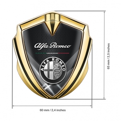 Alfa Romeo Metal Emblem Self Adhesive Gold Honeycomb Oval Logo Edition