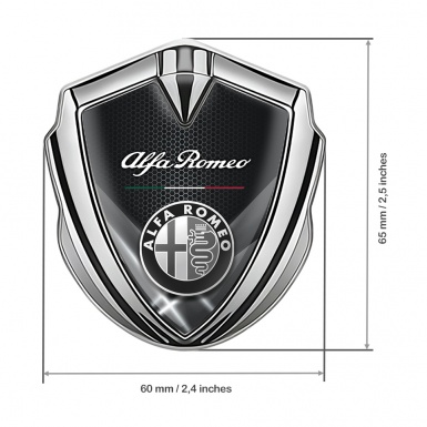 Alfa Romeo Metal Emblem Self Adhesive Silver Honeycomb Oval Logo Edition