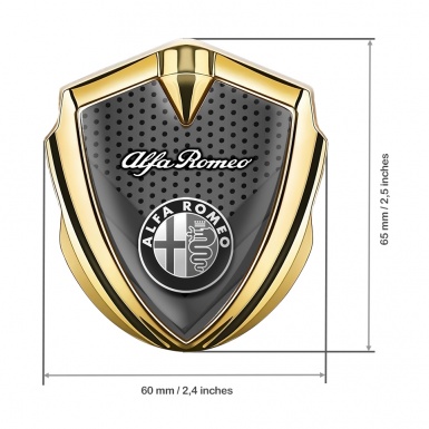 Alfa Romeo 3D Car Metal Emblem Gold Black Dots Monochrome Design