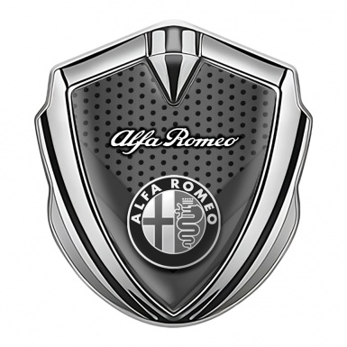 Alfa Romeo 3D Car Metal Emblem Silver Black Dots Monochrome Design