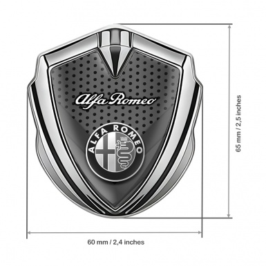 Alfa Romeo 3D Car Metal Emblem Silver Black Dots Monochrome Design